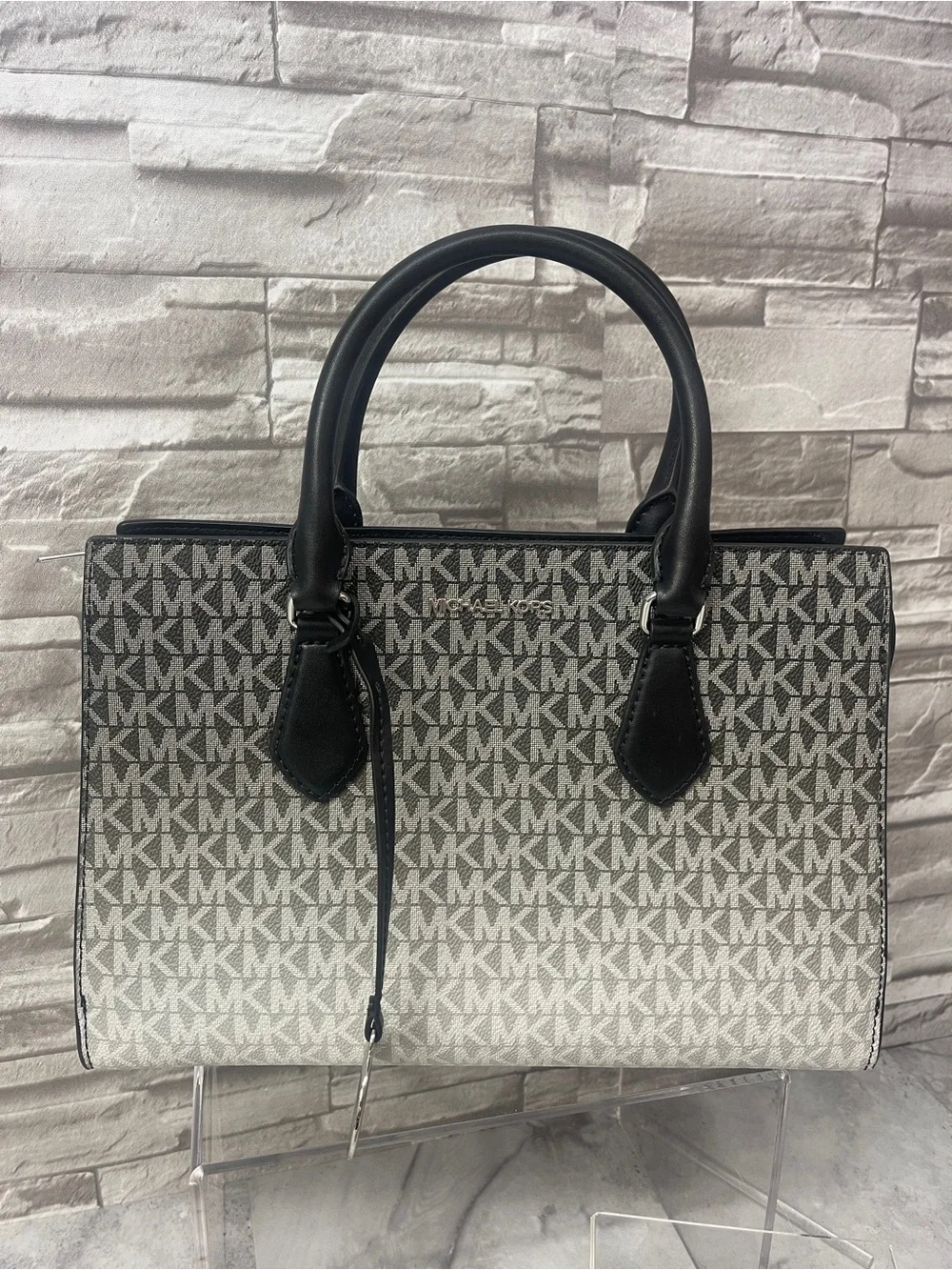 Michael Kors Sheila Medium Signature Logo Satchel & Matching Wallet Black Ombre - Picture 7 of 12